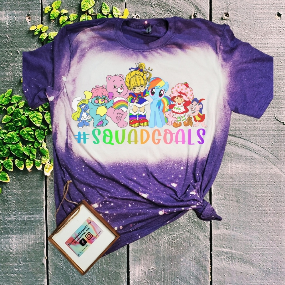 Squad Goals 80s - 90s Cartoons - Bleached Tee